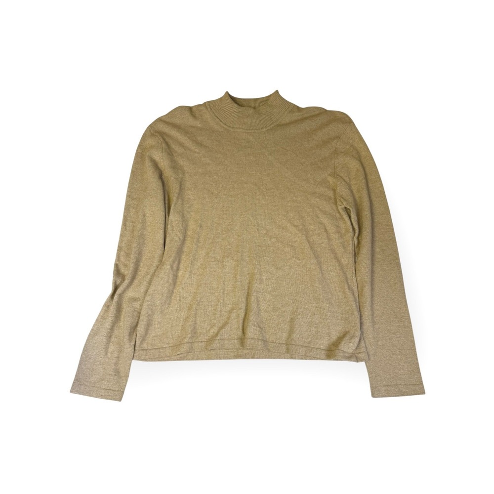 JONES NEW YORK Womens Mock Neck Long Sleeve Sweater Top Khaki Size L